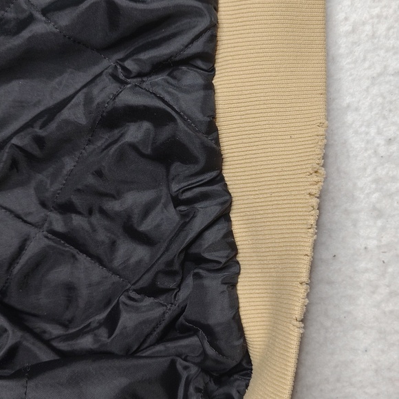 VINTAGE Bomber Jacket Size Medium Beige Quilt Lined Hooded Active Military - Picture 10 of 13